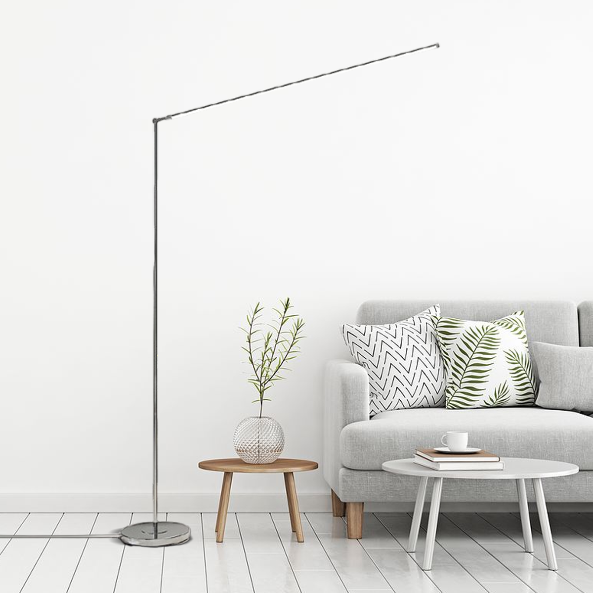 Minimalistisch Stehleuchte LED Linear Silber Metall Wohnzimmer