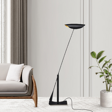 Vintage Stehlampe LED Kappenförmig Schwarz Metall Wohnzimmer