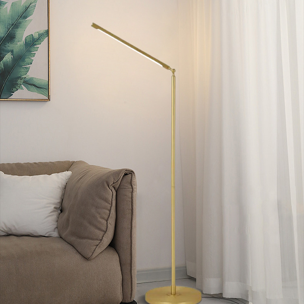 Moderne Stehleuchte Gold Metall Linear Wohnzimmer