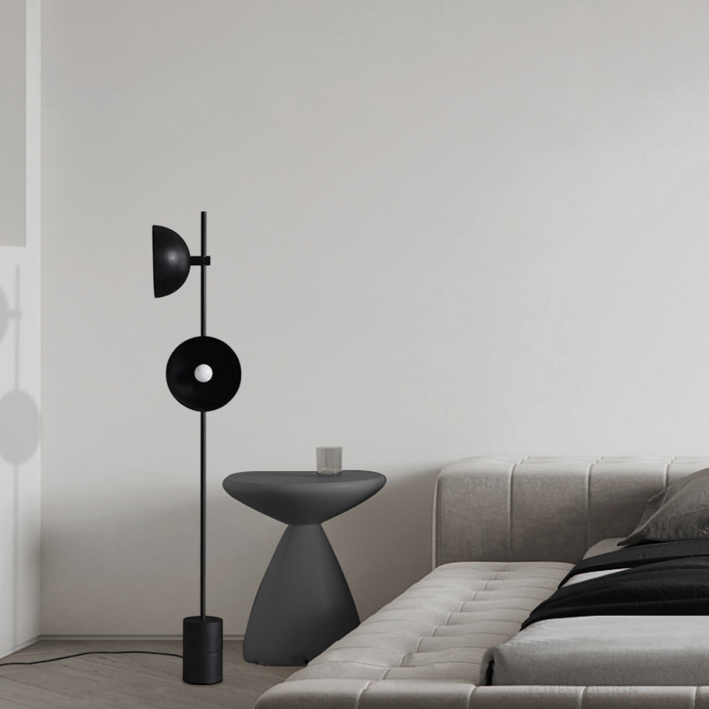 Moderne Stehlampe Schwarz Metall Rund Wohnzimmer