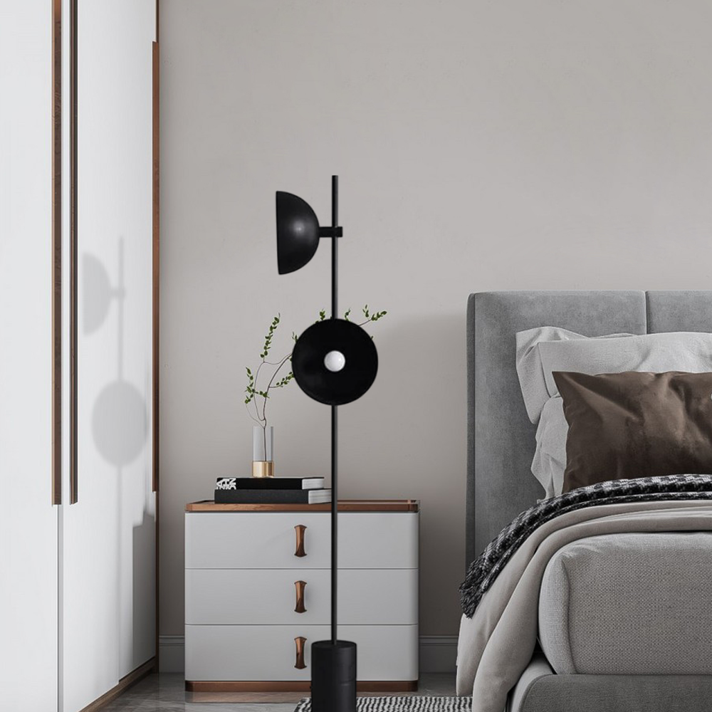 Moderne Stehlampe Schwarz Metall Rund Wohnzimmer