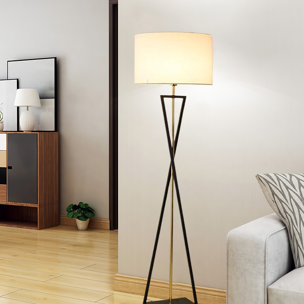 Modern Stehleuchte LED Zylindrisch Stoff Schwarz/Weiß Wohnzimmer