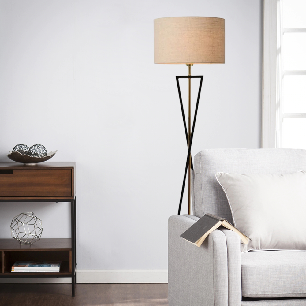 Modern Stehleuchte LED Zylindrisch Stoff Schwarz/Weiß Wohnzimmer