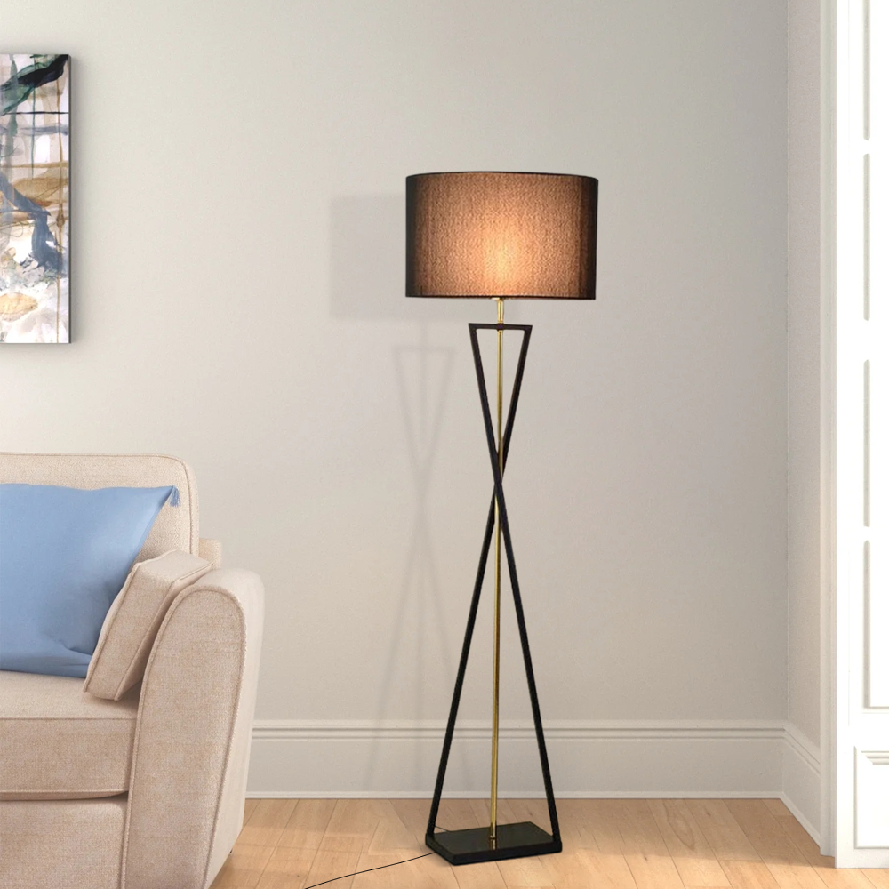 Modern Stehleuchte LED Zylindrisch Stoff Schwarz/Weiß Wohnzimmer
