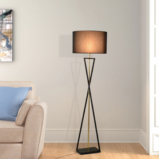 Modern Stehleuchte LED Zylindrisch Stoff Schwarz/Weiß Wohnzimmer
