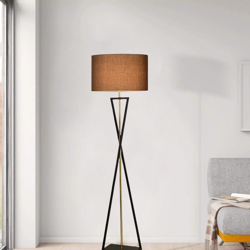 Modern Stehleuchte LED Zylindrisch Stoff Schwarz/Weiß Wohnzimmer