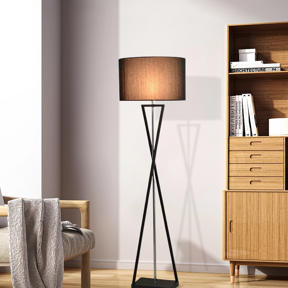 Modern Stehleuchte LED Zylindrisch Stoff Schwarz/Weiß Wohnzimmer
