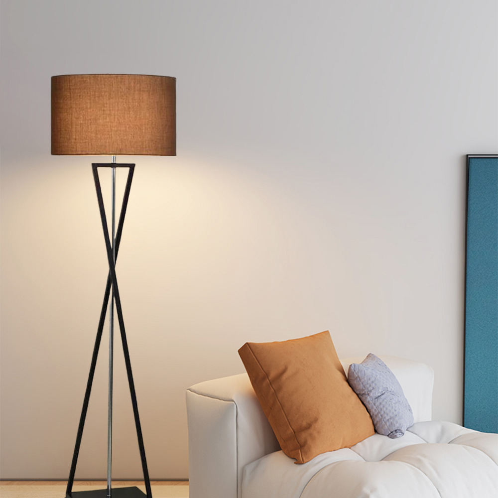 Modern Stehleuchte LED Zylindrisch Stoff Schwarz/Weiß Wohnzimmer