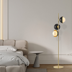 Art Deco Stehleuchte Schwarz-Gold Metall Bubble Wohnzimmer
