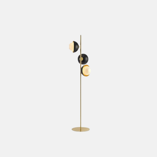 Art Deco Stehleuchte Schwarz-Gold Metall Bubble Wohnzimmer