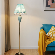 Vintage Stehleuchte LED Blau/Rosa Metall/Stoff Wohnzimmer