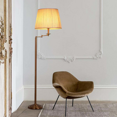 Moderne Stehleuchte Messing Metall Stoff Zylindrisch Wohnzimmer