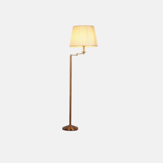 Moderne Stehleuchte Messing Metall Stoff Zylindrisch Wohnzimmer