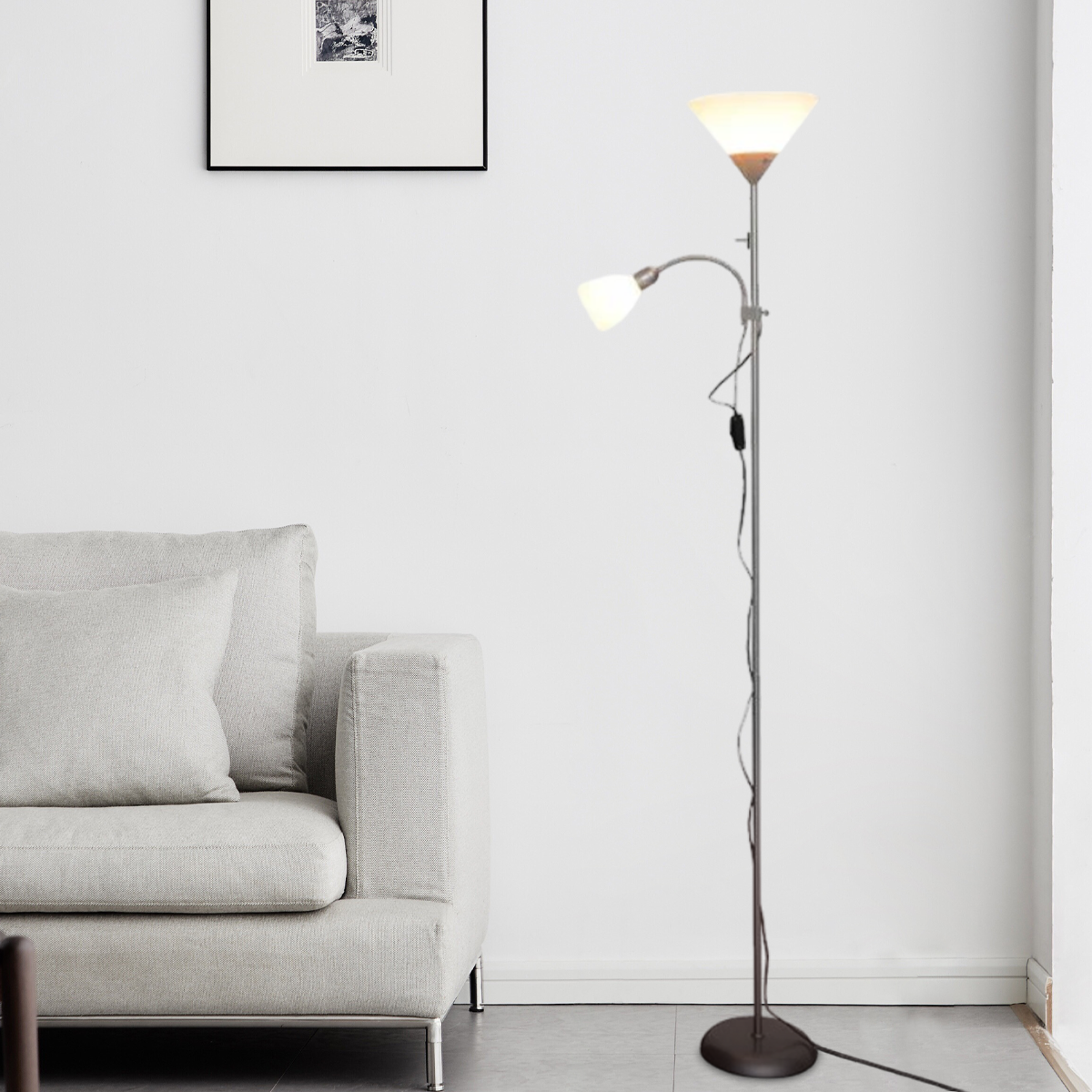 Moderne Stehleuchte Silber Metall Acryl Blume Wohnzimmer