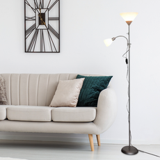 Moderne Stehleuchte Silber Metall Acryl Blume Wohnzimmer