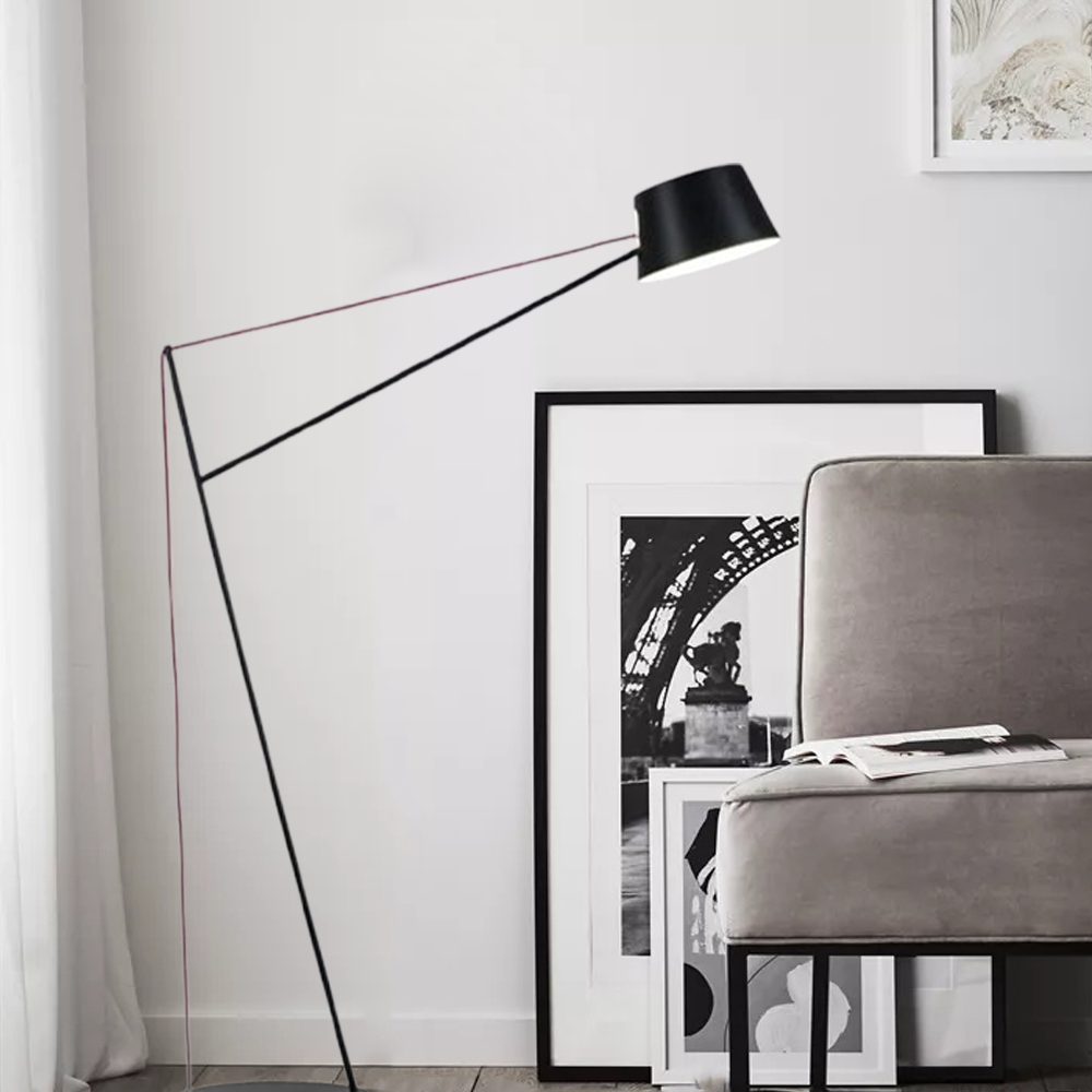 Moderne Stehleuchte Schwarz Metall Bowled Wohnzimmer