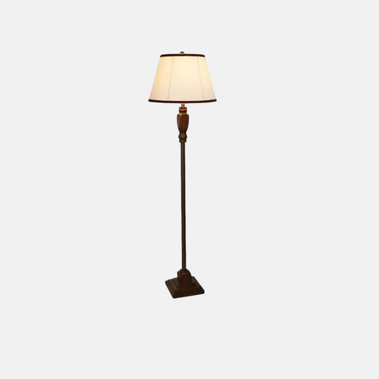 Vintage Stehlampe Beige Metall Stoff Haube Wohnzimmer