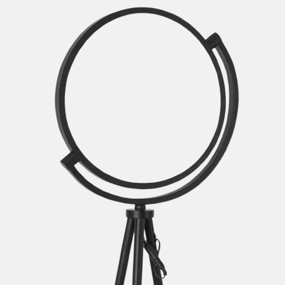 Moderne Stehleuchte Schwarz/Gold Metall Ringförmige Wohnzimmer