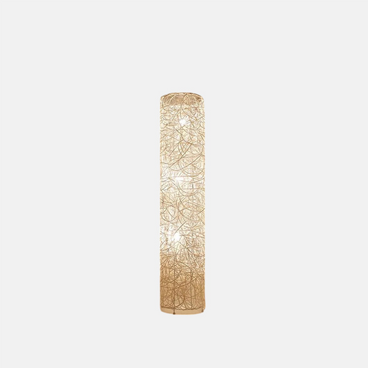 Art Deco Stehleuchte LED Rattan Zylindrisch Holz Wohnzimmer