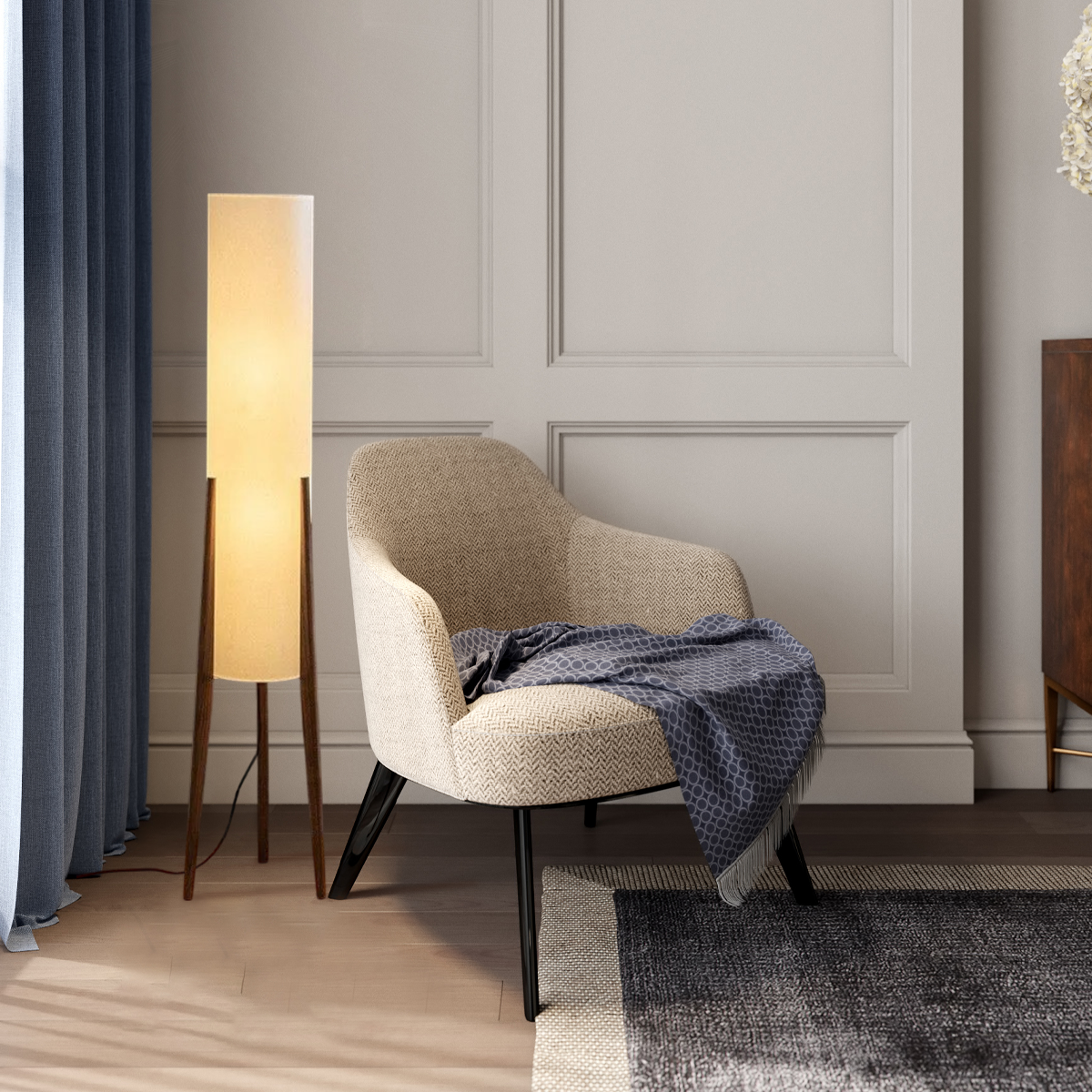 Modern Stehlampe LED Zylindrisch Metall Weiß Wohnzimmer