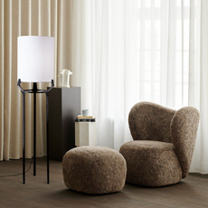 Moderne Stehleuchte Schwarz Metall Stoff Kapuze Wohnzimmer