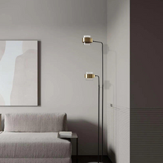 Moderne Stehleuchte Schwarz Metall Glas Geradlinig Schlafzimmer