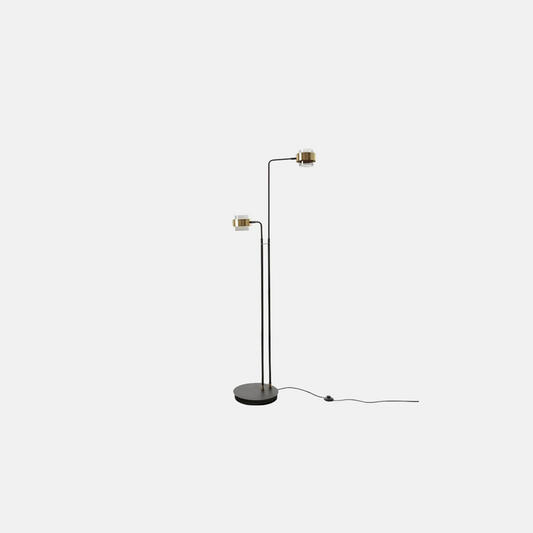 Moderne Stehleuchte Schwarz Metall Glas Geradlinig Schlafzimmer