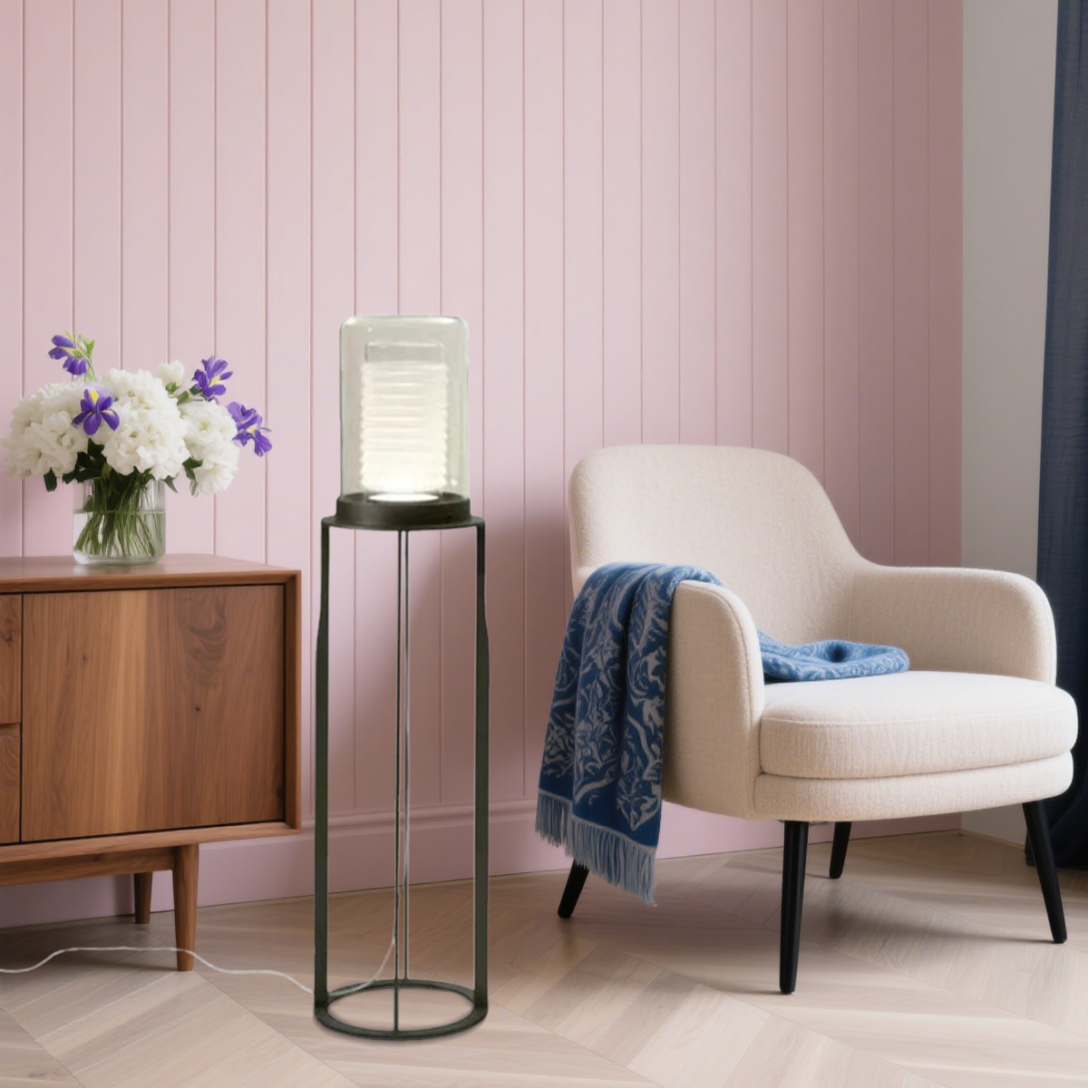 Modern Stehleuchte LED Zylindrisch Schwarz Metall Wohnzimmer