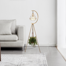 Moderne Stehleuchte Gold Metall Diamant Käfig Wohnzimmer