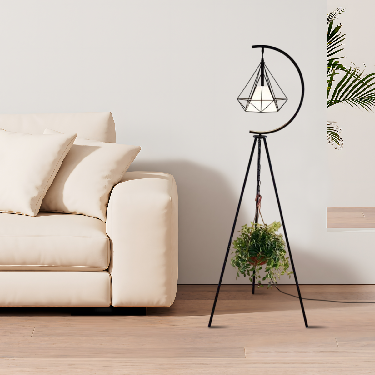 Moderne Stehleuchte Gold Metall Diamant Käfig Wohnzimmer