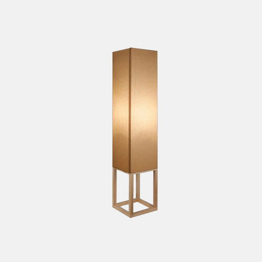 Modern Stehlampe LED Rechteckig Holz/Stoff Braun Wohnzimmer
