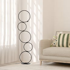 Minimalistische Stehlampe Schwarz Metall Silicagel Ring Wohnzimmer
