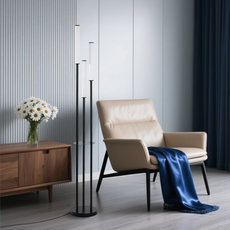 Moderne Stehlampe Schwarz Metall Geradlinig Schlafzimmer