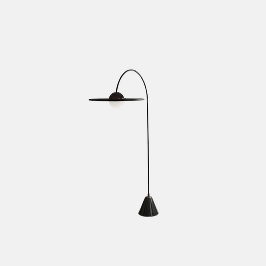 Nordic Stehleuchte LED Rund Schwarz Metall Wohnzimmer