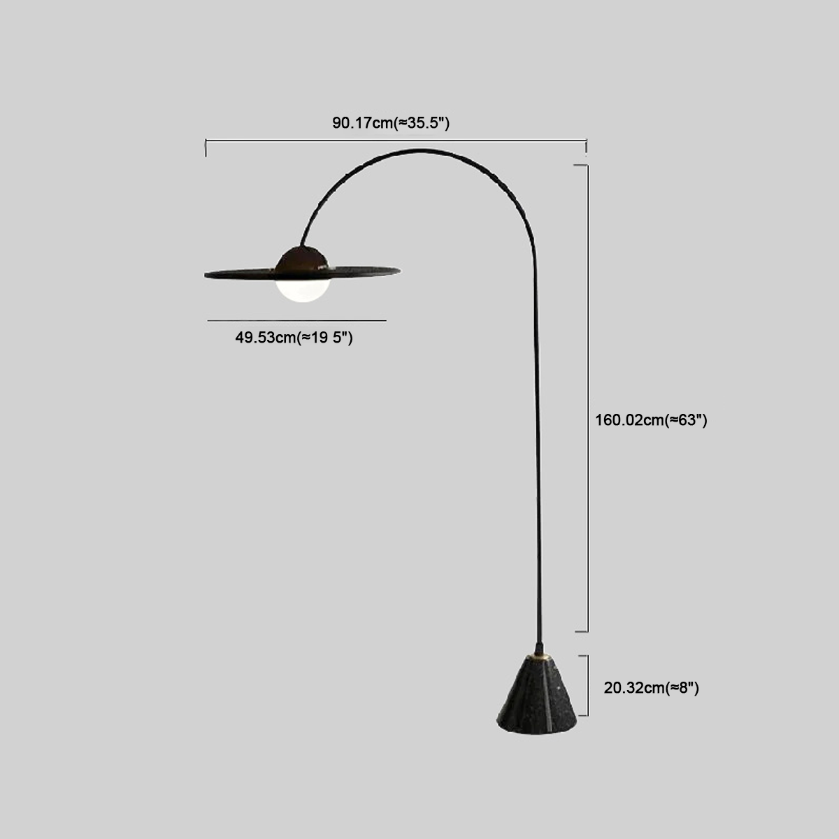 Nordic Stehleuchte LED Rund Schwarz Metall Wohnzimmer