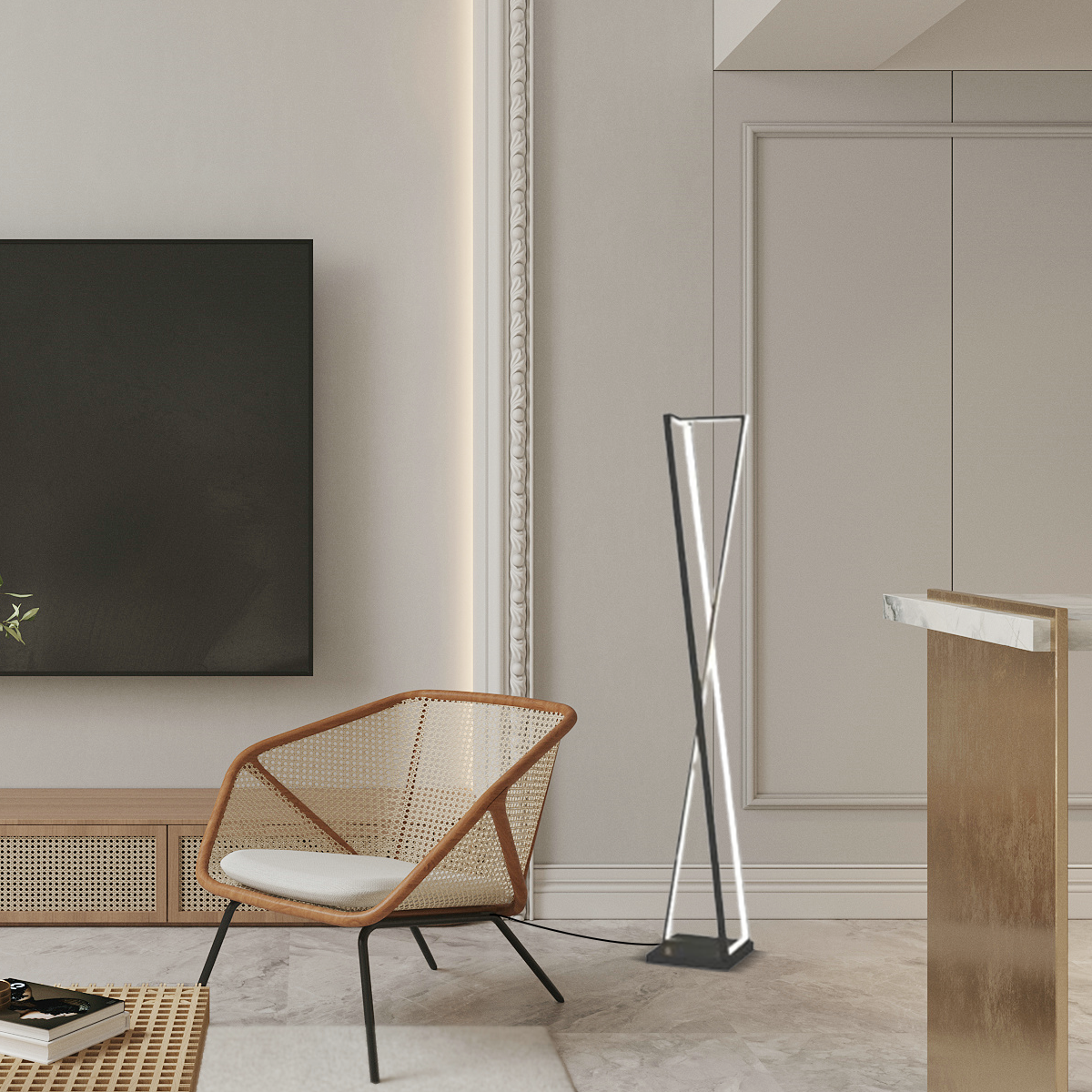 Modern Stehleuchte LED Linear Schwarz Metall 