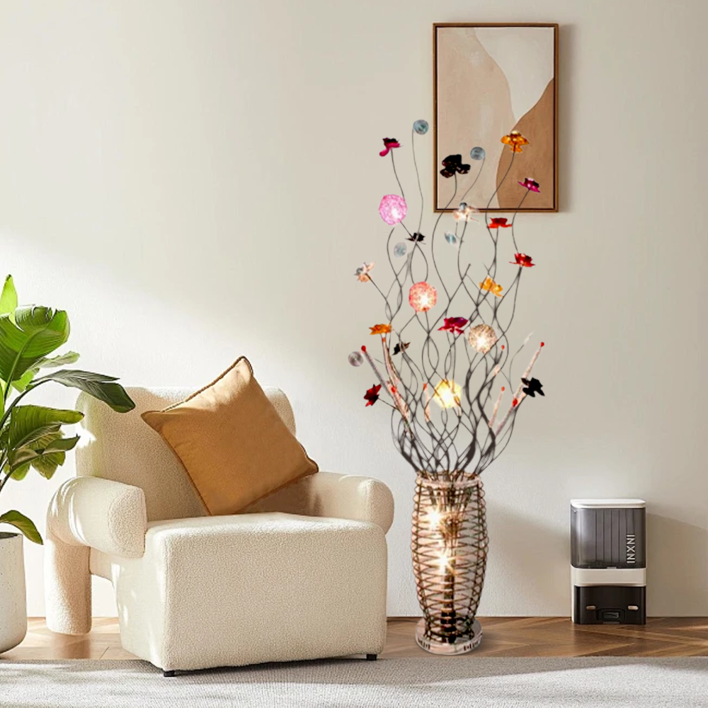 Art Deco Stehleuchte LED Blumenvase Bunt Metall Wohnzimmer