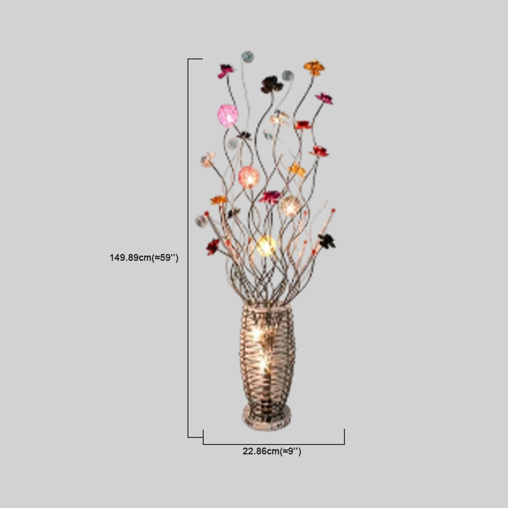 Art Deco Stehleuchte LED Blumenvase Bunt Metall Wohnzimmer