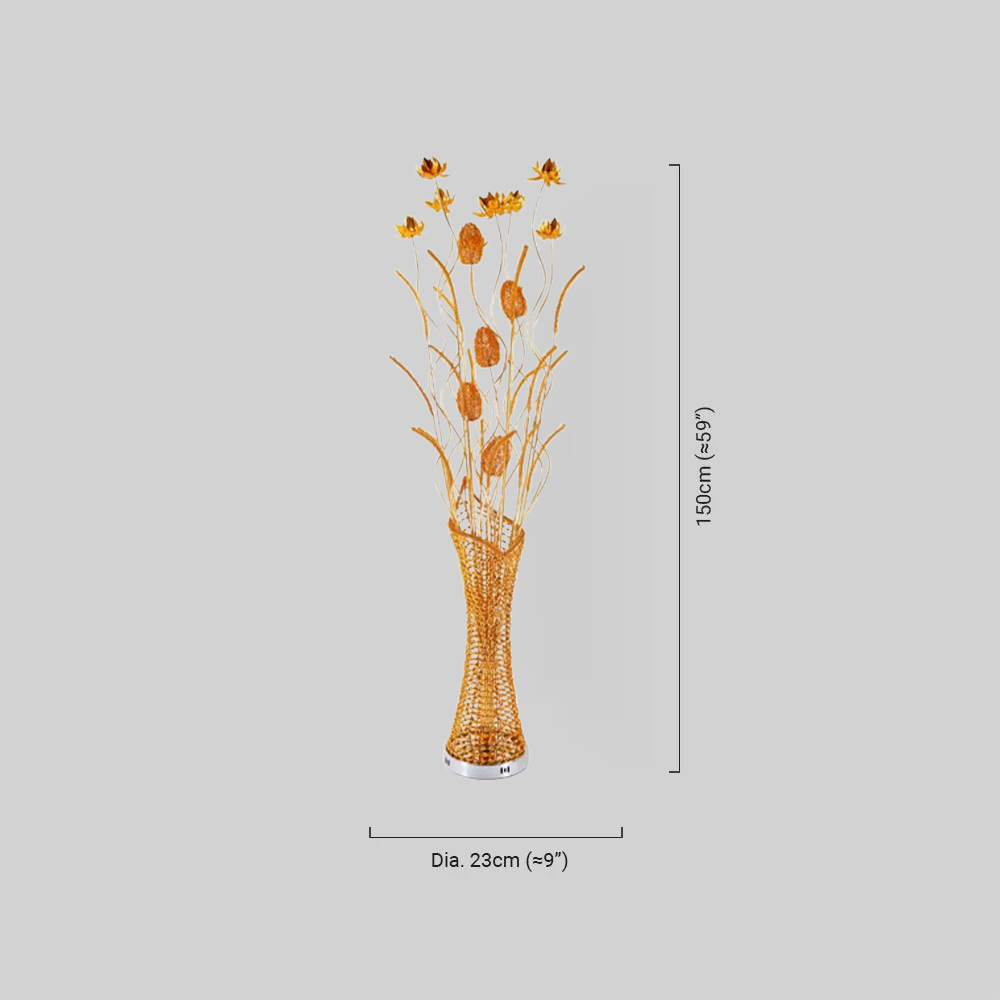 Art Deco Stehleuchte LED Blumenvase Gelb Metall Wohnzimmer