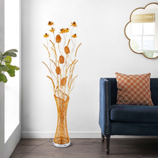 Art Deco Stehleuchte LED Blumenvase Gelb Metall Wohnzimmer