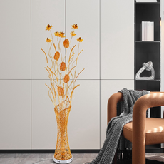 Art Deco Stehleuchte LED Blumenvase Gelb Metall Wohnzimmer