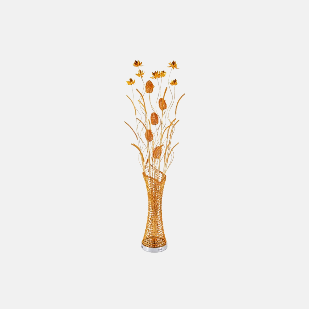 Art Deco Stehleuchte LED Blumenvase Gelb Metall Wohnzimmer