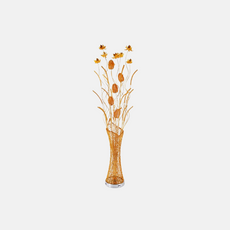 Art Deco Stehleuchte LED Blumenvase Gelb Metall Wohnzimmer