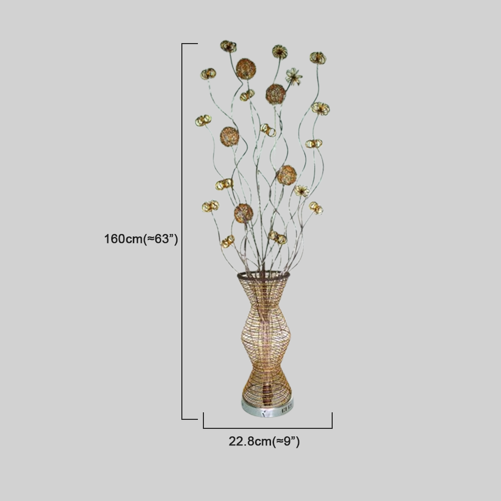 Art Deco Stehleuchte LED Blumenvase Gold Metall Wohnzimmer