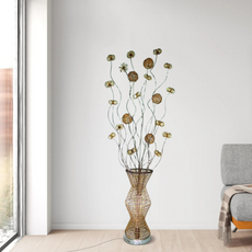 Art Deco Stehleuchte LED Blumenvase Gold Metall Wohnzimmer