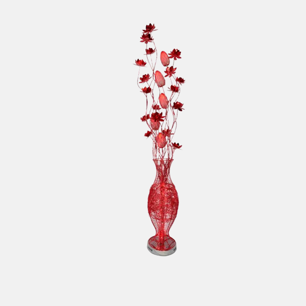 Art Deco Stehleuchte LED Blumenvase Rot Metall Wohnzimmer