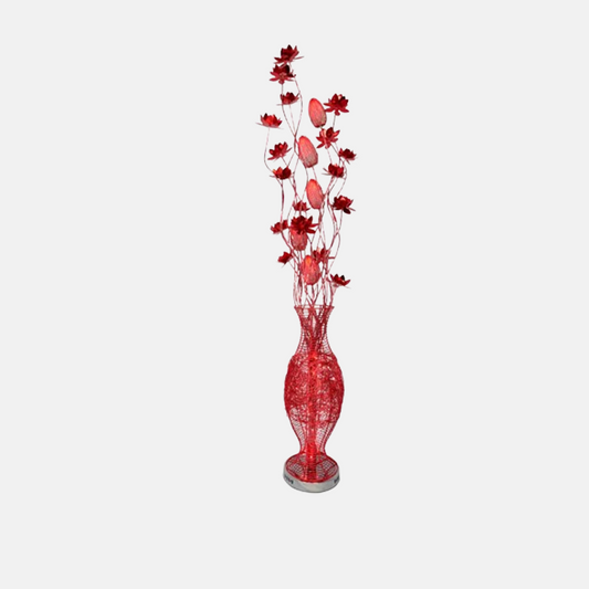 Art Deco Stehleuchte LED Blumenvase Rot Metall Wohnzimmer