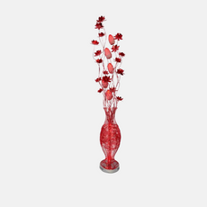 Art Deco Stehleuchte LED Blumenvase Rot Metall Wohnzimmer