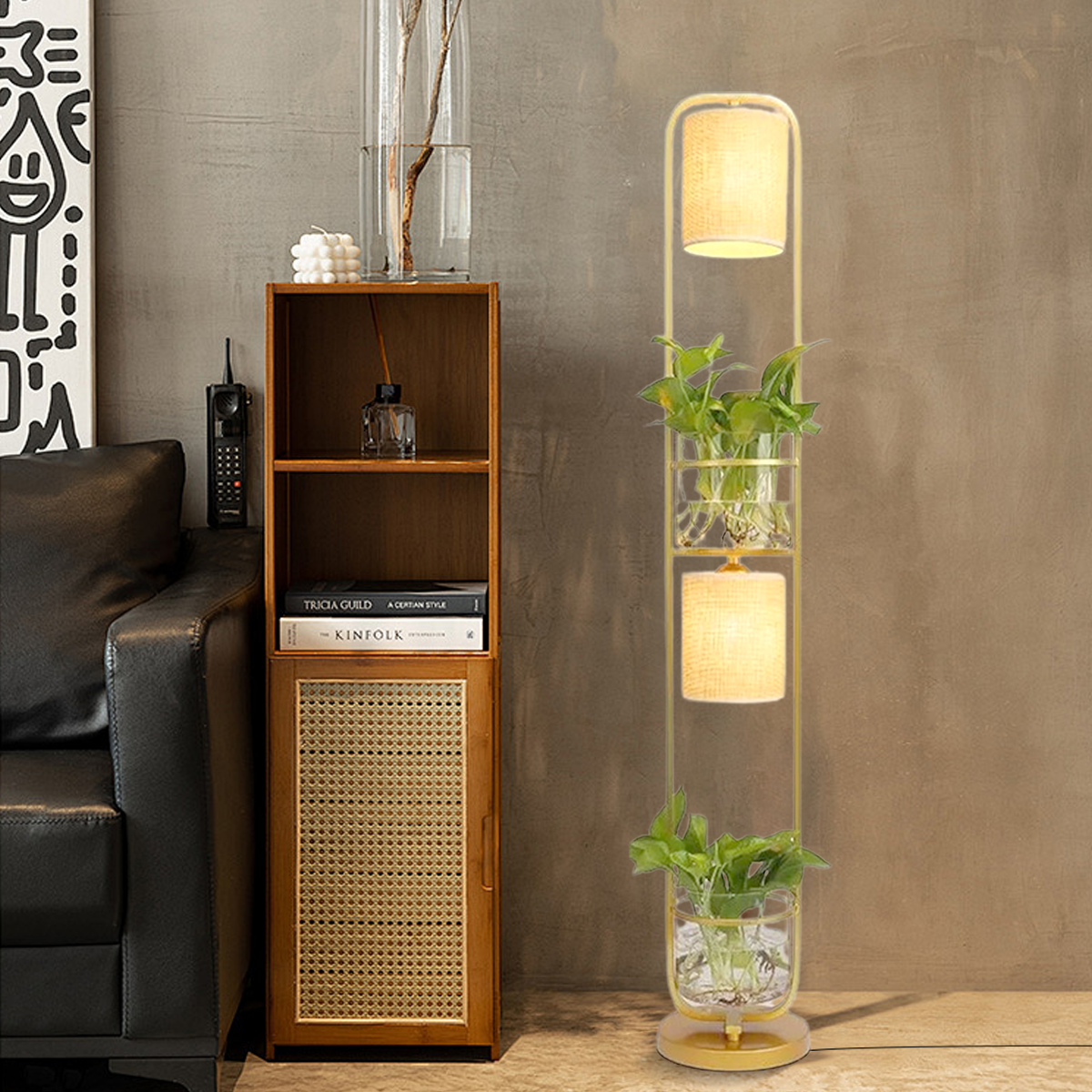 Moderne Stehleuchte Schwarz Metall Zylindrisch Wohnzimmer