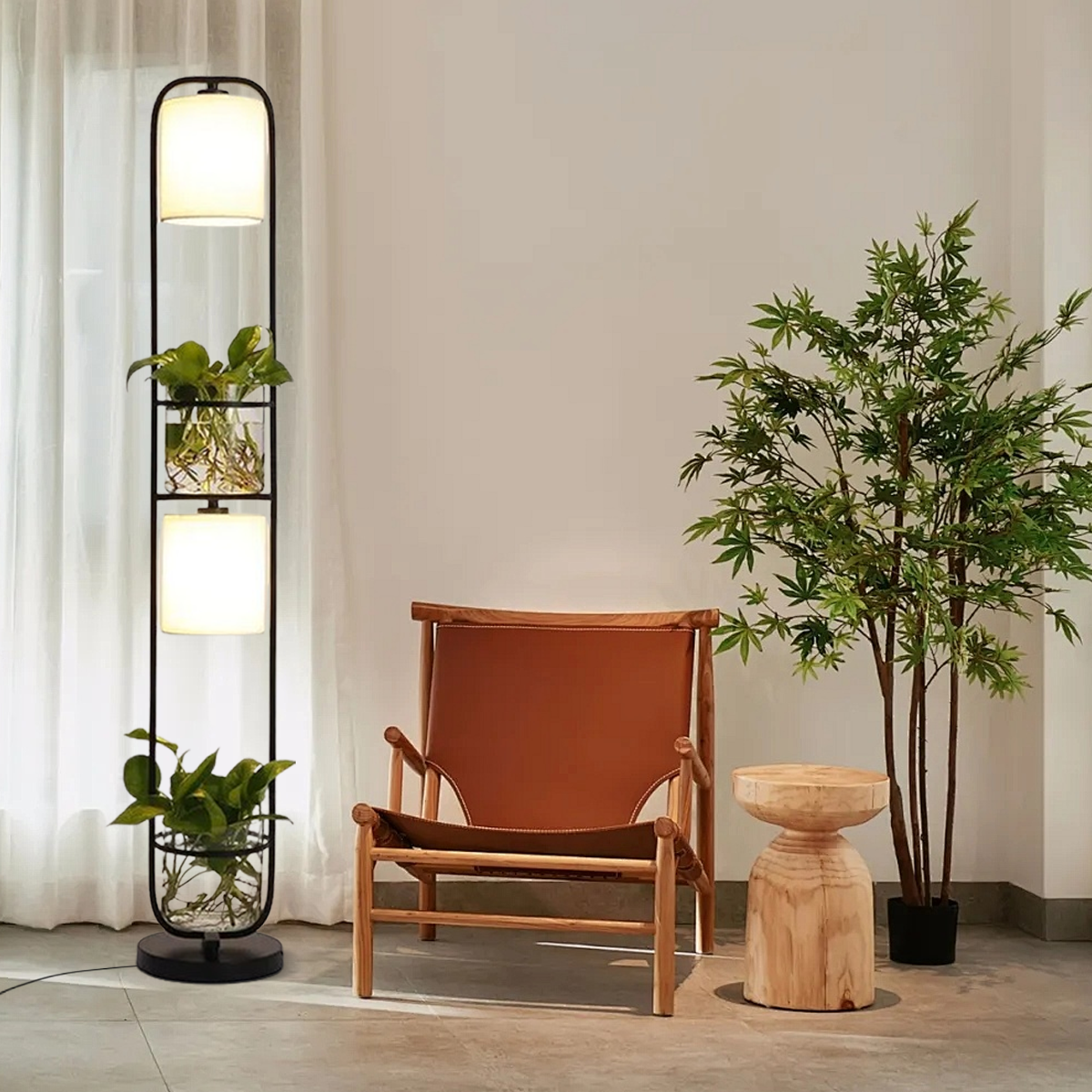 Moderne Stehleuchte Schwarz Metall Zylindrisch Wohnzimmer